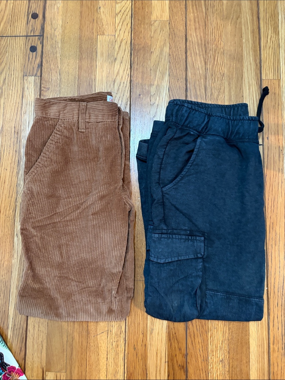 Cat & Jack PANTS LOT Brown Corduroy and Acid-wash Black Cargo sweatpant Joggers